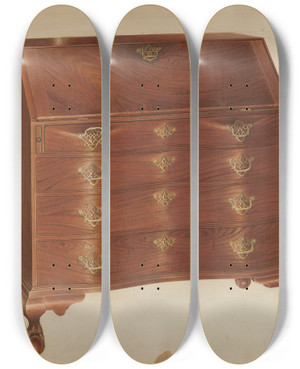 Triptych art skateboard deck of Isadore Goldberg Desk_1 by Isadore Goldberg