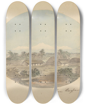 Triptych art skateboard deck of Samuel Davis From Rungpore Rangpur by Samuel Davis (1757-1819)
