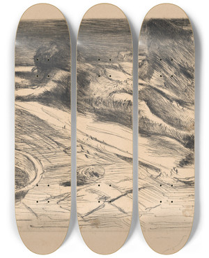Triptych art skateboard deck of Lovis Corinth Dead Christ by Lovis Corinth (1858-1925)