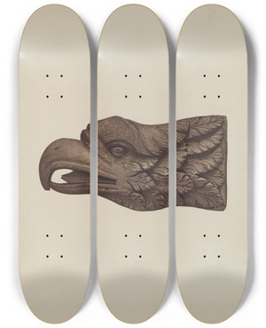 Triptych art skateboard deck of Robert Pohle Eagle Billethead by Robert Pohle