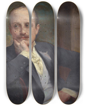 Triptych art skateboard deck of Adolfo Mllerury Selfportrait by Adolfo Muller Ury (1862-1947)