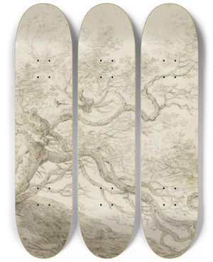 Triptych art skateboard deck of Herman Saftleven Iii Stunted Tree by Herman Saftleven Iii (1609-1685)