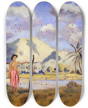 Triptych art skateboard deck of Louis Michel Eilshemius Samoa by Louis Michel Eilshemius (1864-1941)