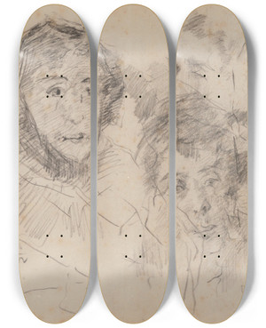 Triptych art skateboard deck of James Ensor Ensors Mother_5 by James Ensor (1860-1949)