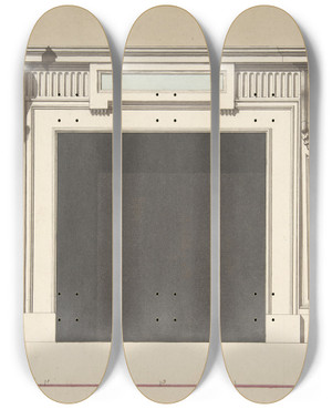 Triptych art skateboard deck of John Yenn Design For A Chimneypiece_4 by John Yenn (1750-1821)