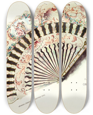 Triptych art skateboard deck of Elizabeth A Nedwill Louis Xv Ornament by Elizabeth A Nedwill (19-)