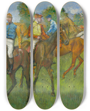 Triptych art skateboard deck of Edgar Degas Before The Race by Edgar Degas (1834-1917)