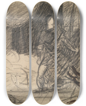 Triptych art skateboard deck of Benjamin Robert Haydon The Murder Of Duncan Macbeth With The Body And Lady Macbeth Approaching_2 by Benjamin Robert Haydon (1786-1846)