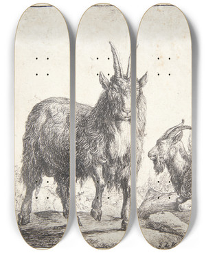 Triptych art skateboard deck of Simon De Vlieger Fire Geder by Simon de Vlieger (1601-1653)