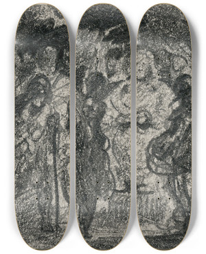 Triptych art skateboard deck of Matthijs Maris Literaire Voorstelling_2 by Matthijs Maris (1839-1917)