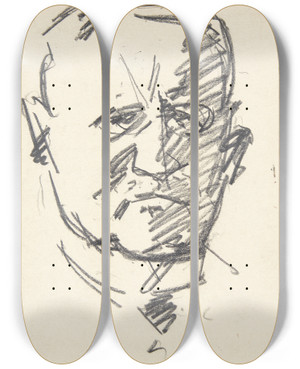 Triptych art skateboard deck of Edvard Weie Studie Til Et Portrt Af Professor Drmed Carl Lorentzen 18601932 by Edvard Weie (1879-1943)