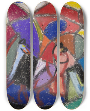 Triptych art skateboard deck of Adolf Hlzel Untitled by Adolf Holzel (1853-1934)