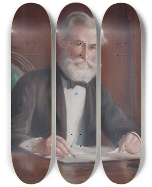 Triptych art skateboard deck of Elizabeth Nourse Benn Pittman by Elizabeth Nourse (1859-1938)
