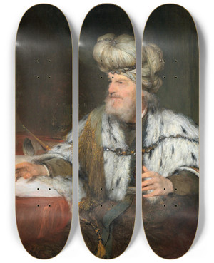 Triptych art skateboard deck of Aert De Gelder King David by Aert de Gelder (1645-1727)