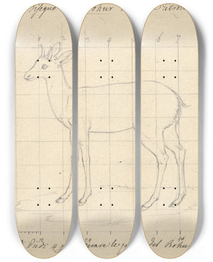 Triptych art skateboard deck of Luigi Balugani Bohur by Luigi Balugani (1737-1770)