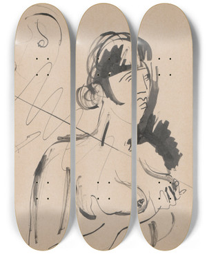 Triptych art skateboard deck of Cyprin Majernk Skicr_32 by Cyprian Majernik (1909-1945)