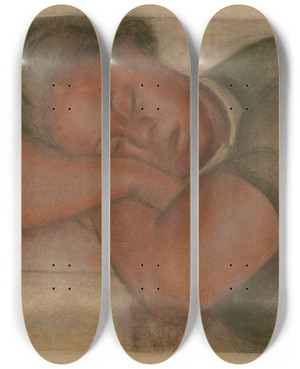 Triptych art skateboard deck of Sam Swerdloff Negro Girl by Sam Swerdloff (1910-1984)