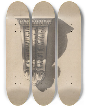 Triptych art skateboard deck of Richard De Lalonde Two Views Of A Bracket by Richard de Lalonde (1780-1790)