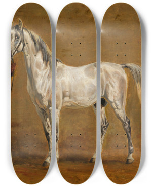 Triptych art skateboard deck of Friedrich Voltz Schimmel Mit Rittmeister by Friedrich Voltz (1817-1886)