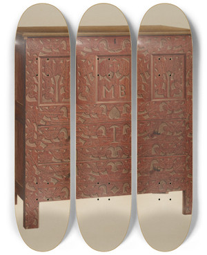 Triptych art skateboard deck of Ferdinand Cartier Chest by Ferdinand Cartier