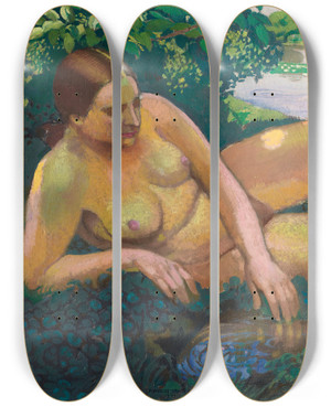 Triptych art skateboard deck of Maurice Denis La Source by Maurice Denis (1870-1943)