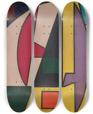 Triptych art skateboard deck of Atanasio Soldati Opera Terza by Atanasio Soldati