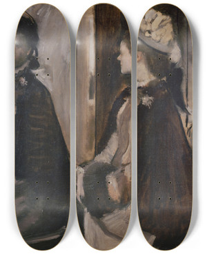 Triptych art skateboard deck of Edgar Degas Mrs Jeantaud In The Mirror by Edgar Degas (1834-1917)