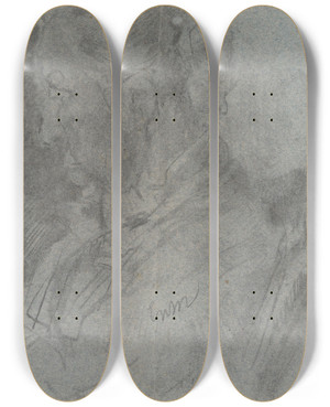 Triptych art skateboard deck of James Ensor Ensors Mother_3 by James Ensor (1860-1949)