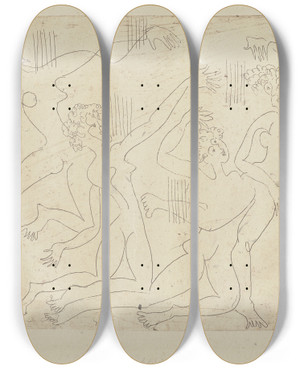 Triptych art skateboard deck of Ernst Ludwig Kirchner Vier Tanzende Mdchen by Ernst Ludwig Kirchner (1880-1938)