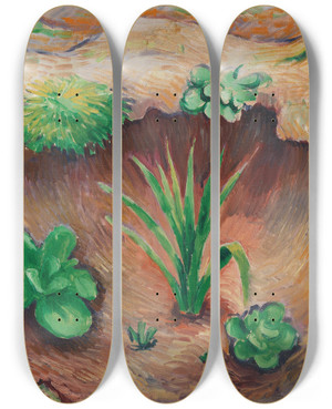 Triptych art skateboard deck of August Macke Pflnzchen Im Wald by August Macke (1887-1914)