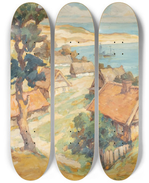 Triptych art skateboard deck of Carl Knauf Nidden At Curonian Spit by Carl Knauf (1893-1944)