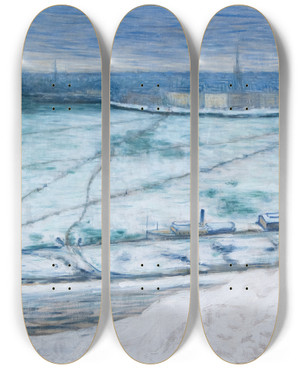 Triptych art skateboard deck of Eugne Jansson Short Cuts by Eugene Jansson (1862-1915)