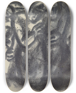 Triptych art skateboard deck of Leo Gestel Schets Van Een Groep Mensen by Leo Gestel (1881-1941)