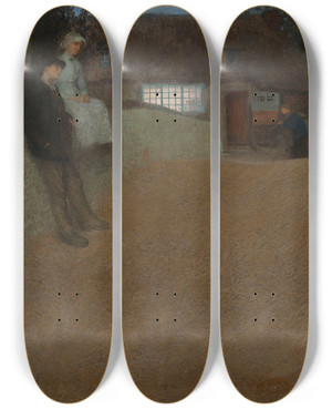 Triptych art skateboard deck of Albert Edward Jackson The Bridge by Albert Edward Jackson