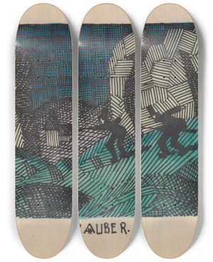 Triptych art skateboard deck of Karl Wiener Ruber by Karl Wiener (1901-1949)