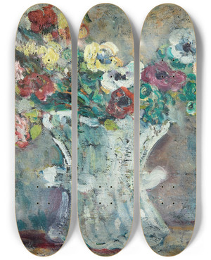 Triptych art skateboard deck of Louis Valtat Vase De Fleurs by Louis Valtat (1869-1952)