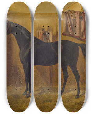 Triptych art skateboard deck of Fritz Thomsen Black Comet by Fritz Thomsen (1819-1891)