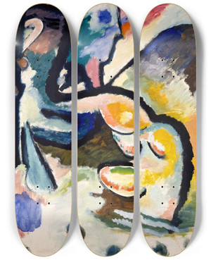 Triptych art skateboard deck of Wassily Kandinsky St George Iii by Wassily Kandinsky (1866-1944)