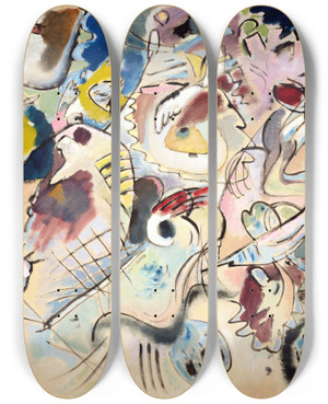 Triptych art skateboard deck of Wassily Kandinsky Sketch 160A by Wassily Kandinsky (1866-1944)