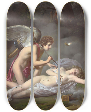 Triptych art skateboard deck of Michel Philibert Genod Lamour Et Psych by Michel Philibert Genod (1795-1862)