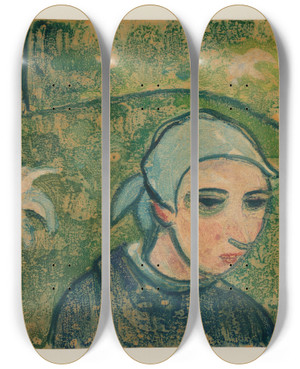 Triptych art skateboard deck of Emile Bernard Tte Dune Jeune Bretonne by Emile Bernard (1868-1941)