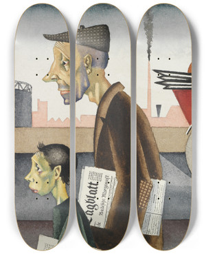 Triptych art skateboard deck of Georg Scholz Arbeit Schndet by Georg Scholz (1890-1945)