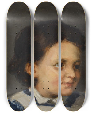 Triptych art skateboard deck of Helene Schjerfbeck Little Liisa by Helene Schjerfbeck (1862-1946)