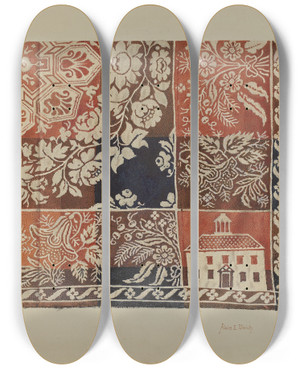 Triptych art skateboard deck of Alois E Ulrich Woven Coverlet by Alois E Ulrich