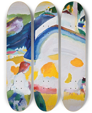 Triptych art skateboard deck of Wassily Kandinsky The Cow by Wassily Kandinsky (1866-1944)