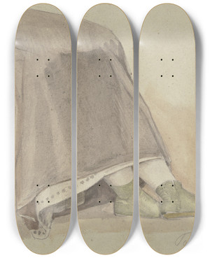 Triptych art skateboard deck of August Lucas Study Of Garments_1 by August Lucas (1803-1863)