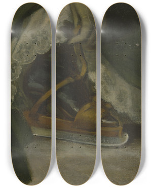 Triptych art skateboard deck of Philipp Rumpf Fu Einer Dame Mit Schlittschuh by Philipp Rumpf (1821-1896)