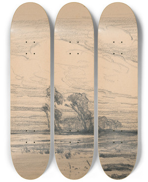 Triptych art skateboard deck of Udovt Ordk Landscape_5 by udovt ordk (1865-1937)