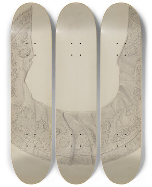 Triptych art skateboard deck of Thomas Oconnor Embroidered Lace Collar by Thomas Oconnor
