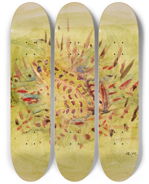 Triptych art skateboard deck of Abbott Handerson Thayer Frog by Abbott Handerson Thayer (1849-1921)